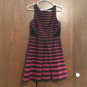 Ann Taylor LOFT Striped Dress w Lace Cutout Detail